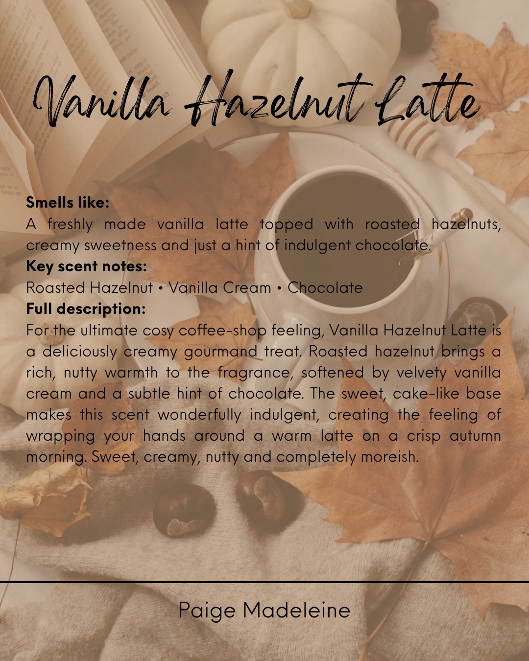 Vanilla Hazelnut Latte Fabric refresher spray