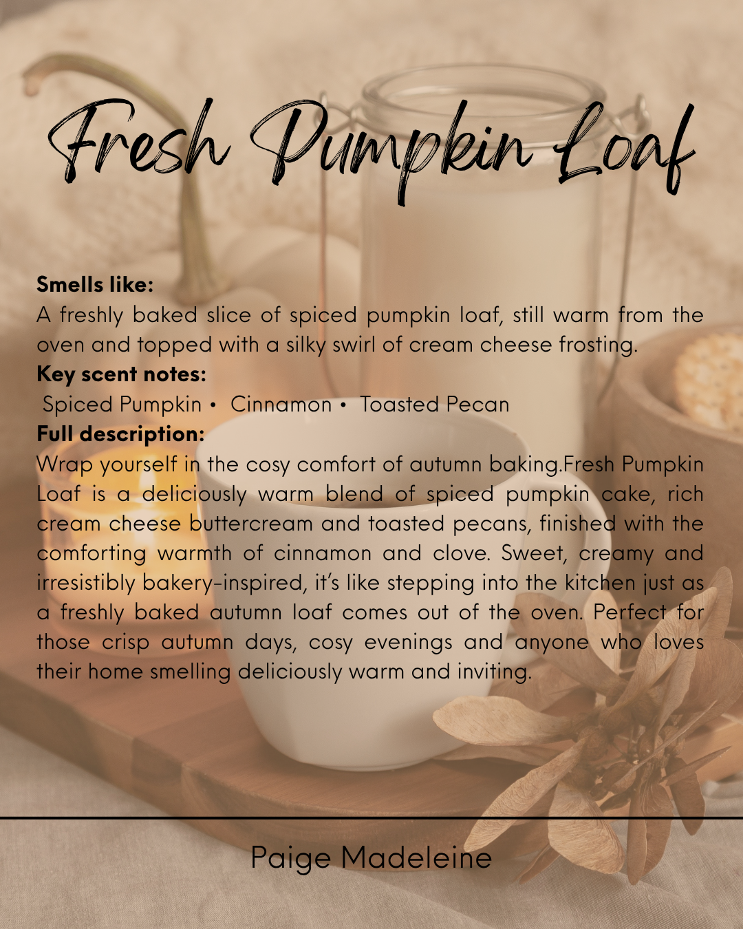 Fresh Pumpkin Loaf Fabric refresher spray