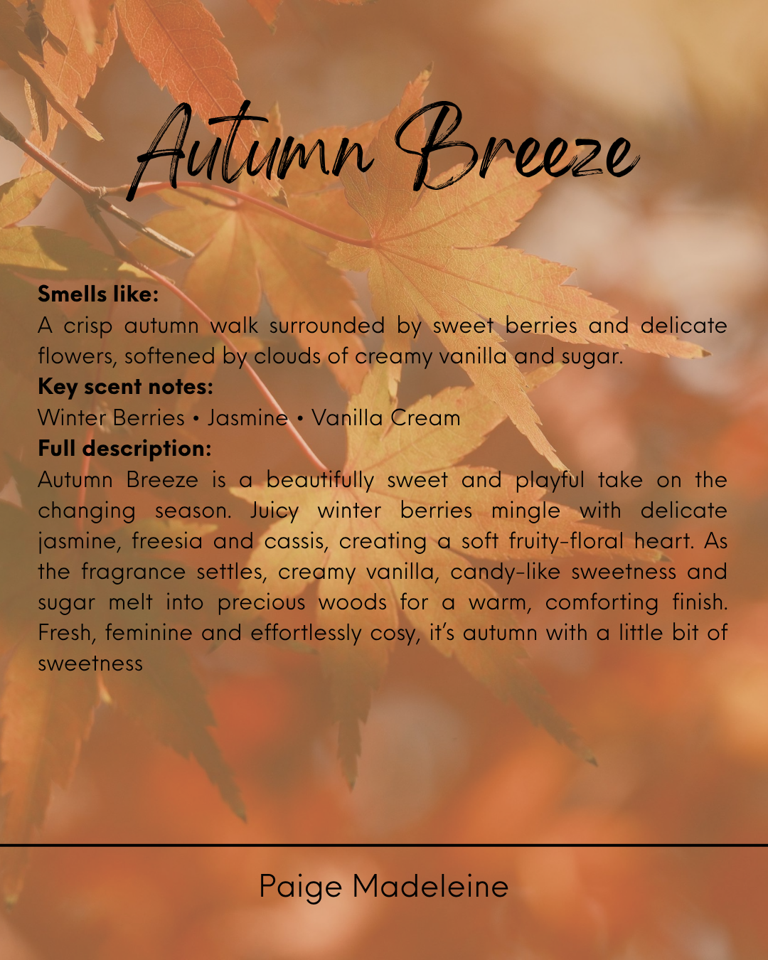 Autumn Breeze Fabric refresher spray